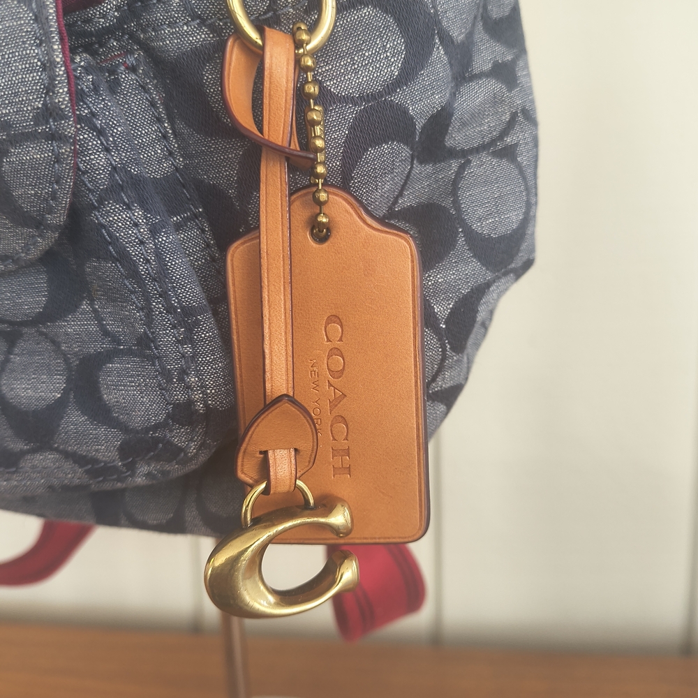 Coach Denim Backpack with Red Accents - Picture 6 of 13
